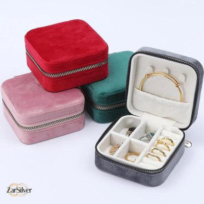 جعبه مخمل جواهرات و زیورآلات زنانه و دخترانه فروشگاه اینترنتی زرسیلور